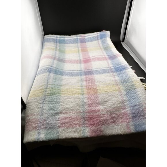 Vtg Baby Security Blanket JC Penney Made In USA 100% Acrylic Pastel Fringed 1980 - Picture 11 of 15